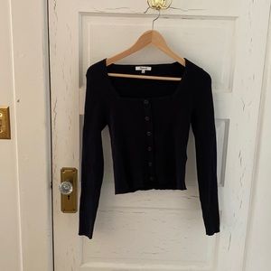 madewell crop square neck top in rubbed black